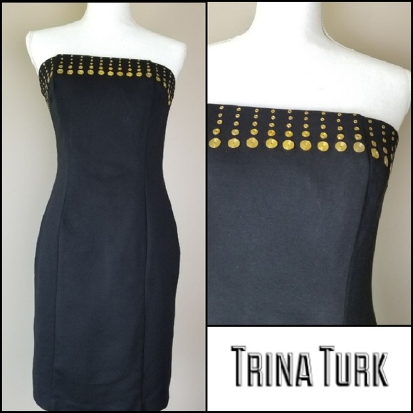 Trina Turk Dresses & Skirts - TRINA TURK Strapless Dress w/ Gold Detail!